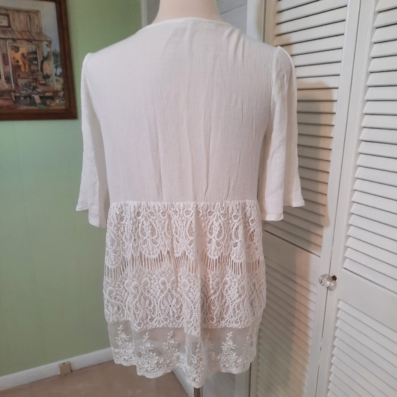 Andree cotton white lace cardigan medium *C2 - Picture 3 of 6